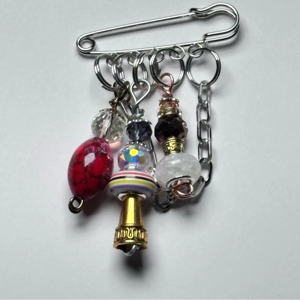 Brooch | Hand Crafted | Glass Beaded |  Pin Artisan Multicolor Wire-Wrapped OOAK